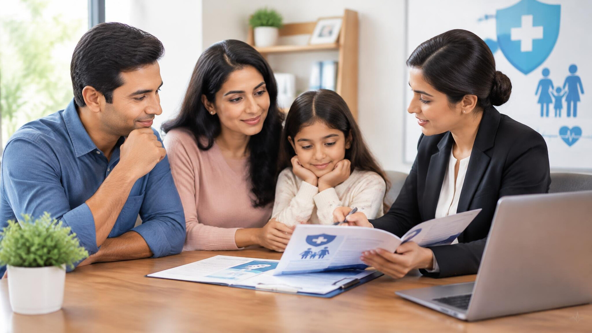 family discussing insurance options